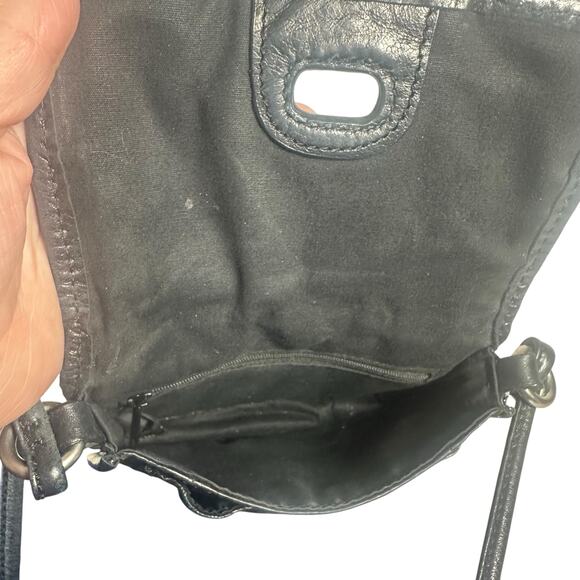 Fossil Black Leather Small Crossbody Bag Adjustable Strap Vintage Turn Lock - Picture 5 of 8